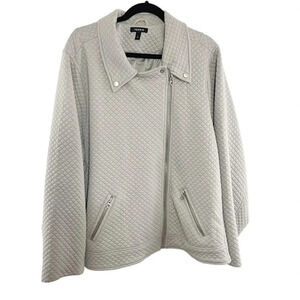 Torrid Light Gray Quilted Zip Front Moto Jacket Coat Women's Plus Size 5X